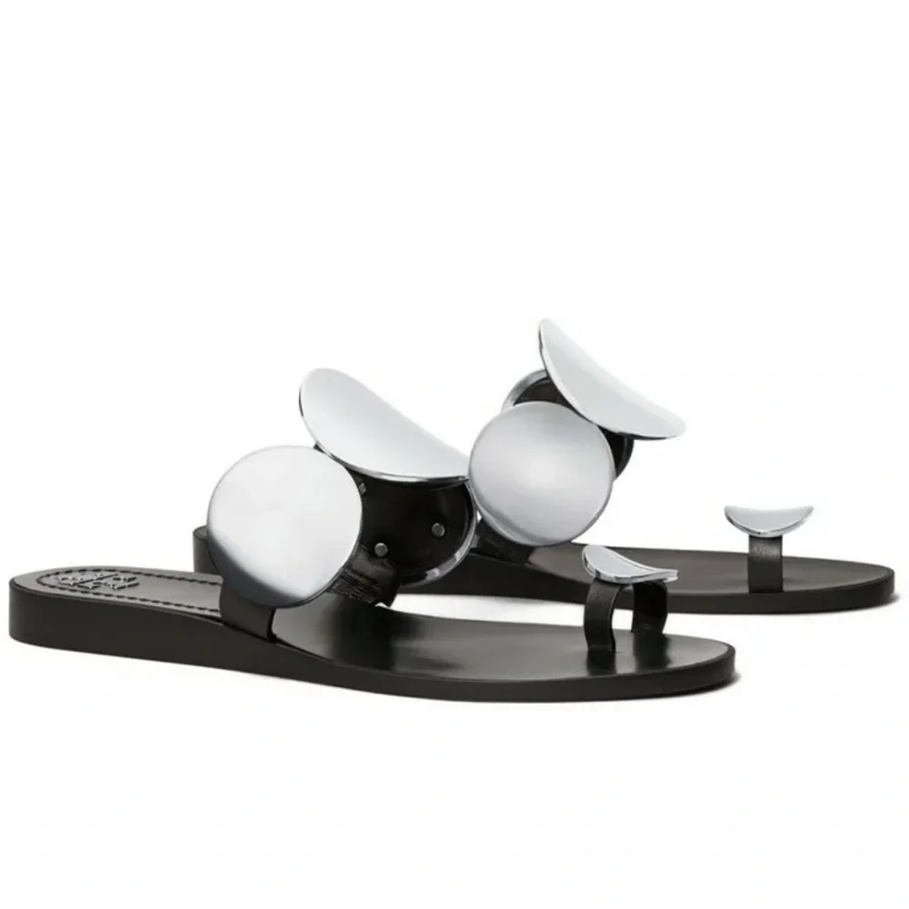 Tory Burch / Patos Multi Disk / Sandals / Gray and Black / Size 7 - Picture 3 of 12